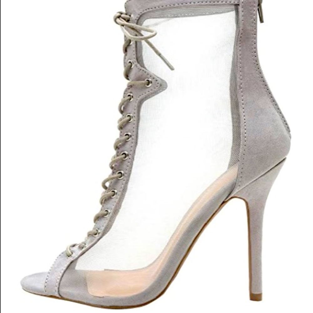 NWOB  Peep Toe Sheer Mesh Stiletto Ankle Booties